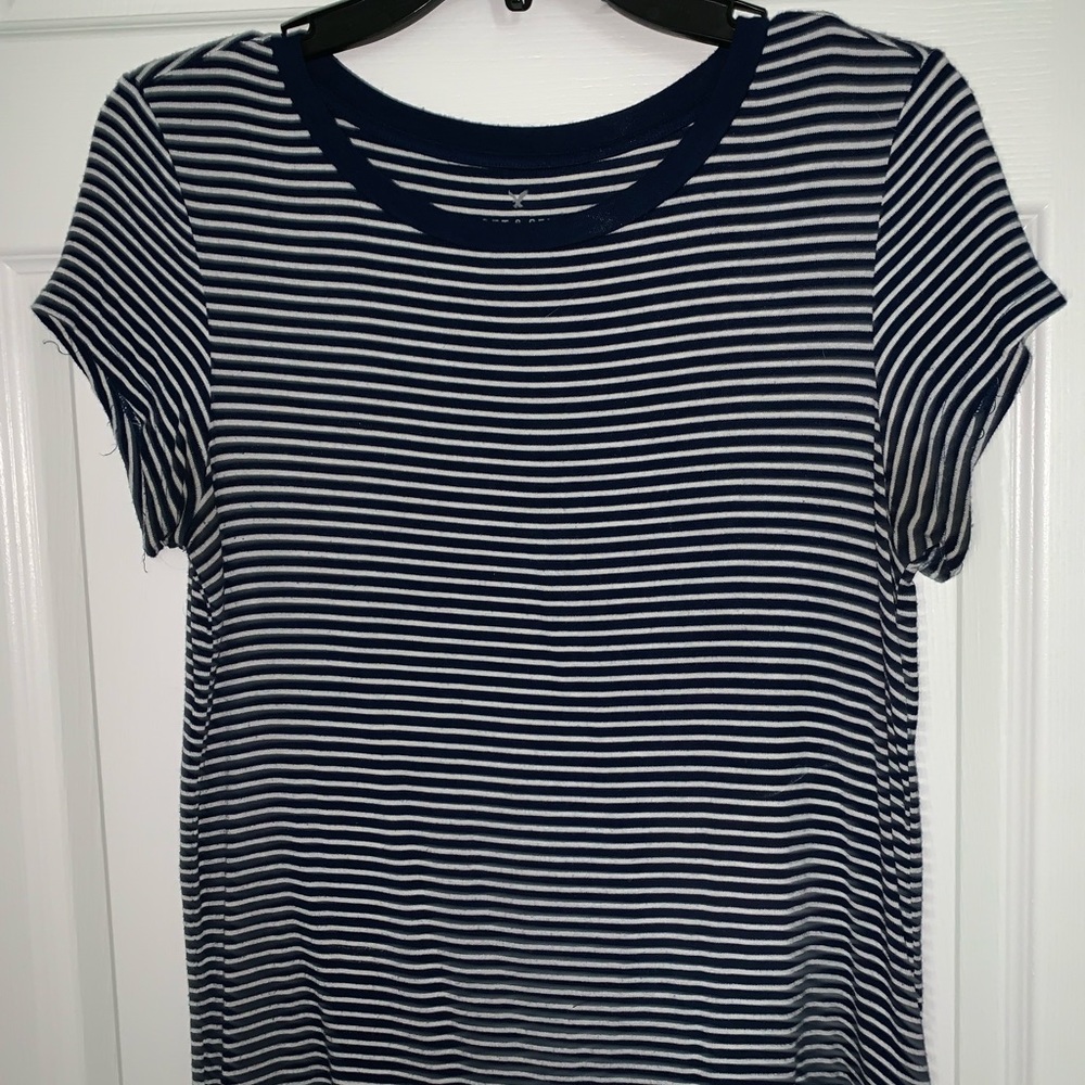 American Eagle navy striped soft tee